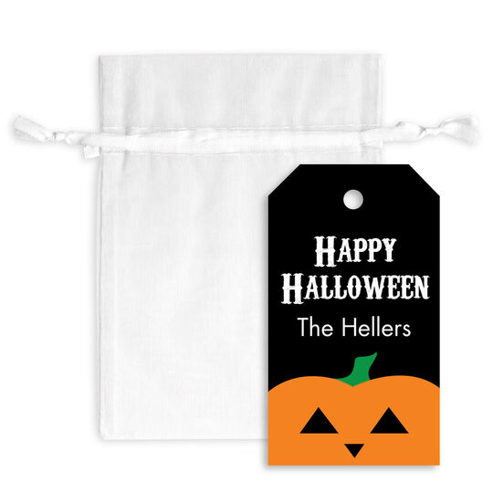 Halloween Pumpkin Hanging Gift Tags with Organza Bags